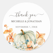 Pumpkin & Florals in Fall Colors Wedding Favor Tag