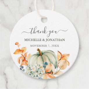 Pumpkin & Florals in Fall Colors Wedding Favor Tag