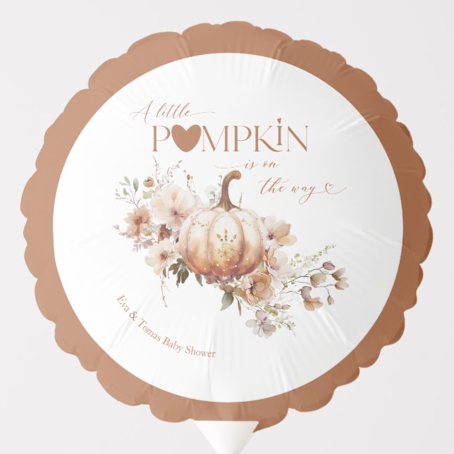 Pumpkin & Flower Boho Fall Baby Shower Balloon (Front)