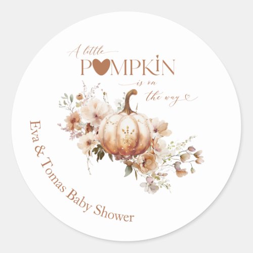 Pumpkin  Flower Boho Fall Baby Shower Classic Round Sticker