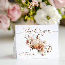 Pumpkin & Flower Boho Fall Baby Shower Thank You Card