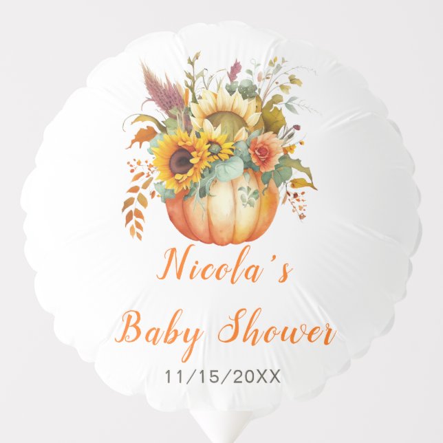 Pumpkin Flower Bouquet Baby Shower  Balloon (Front)