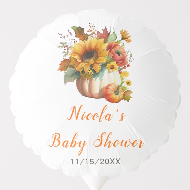 Pumpkin Flower Bouquet Baby Shower  Balloon (Front)