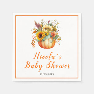 Pumpkin Flower Bouquet Baby Shower Napkins