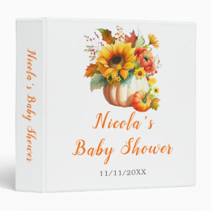 Pumpkin Flower Bouquet Baby Shower Photo Album 3 Ring Binder