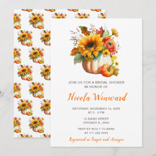 Pumpkin Flower Bouquet Bridal Shower Invitation