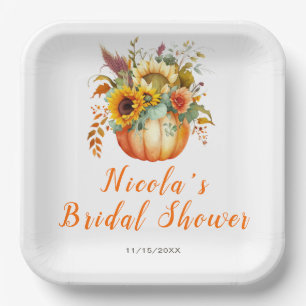 Pumpkin Flower Bouquet Bridal Shower Paper Plates