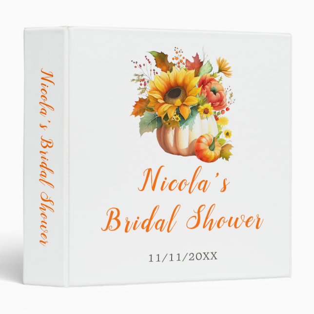 Pumpkin Flower Bouquet Bridal Shower Photo Album 3 Ring Binder (Front/Spine)