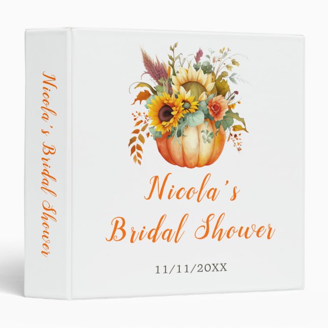 Pumpkin Flower Bouquet Bridal Shower Photo Album 3 Ring Binder (Front/Spine)