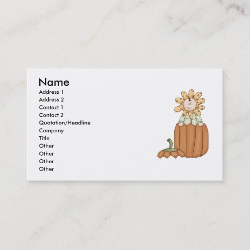 Customizable Pumpkin Flower Kid Business Card