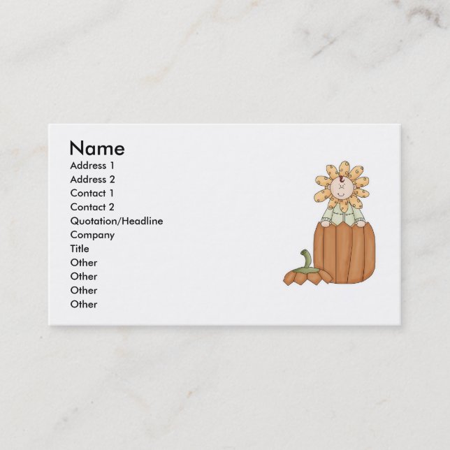Pumpkin Flower Kid Business Card (Front)