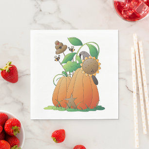 Pumpkin Flowers And Bees Napkins
