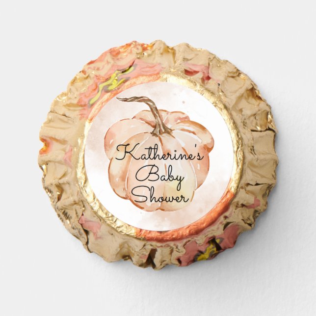 Pumpkin Flowers Autumn Baby Shower Reese's Peanut Butter Cups (Front)