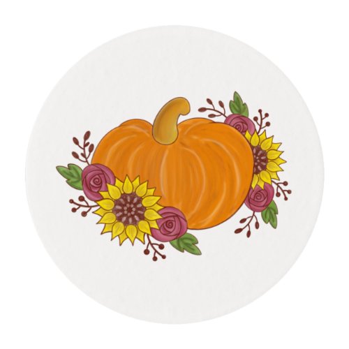 Pumpkin flowers autumn fall beautiful painted edible frosting rounds