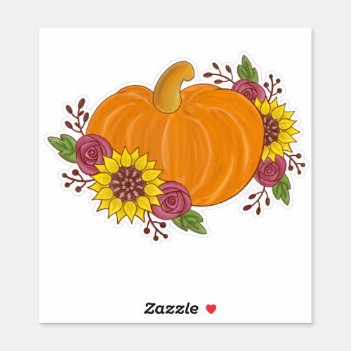 Pumpkin flowers autumn fall beautiful painted sticker