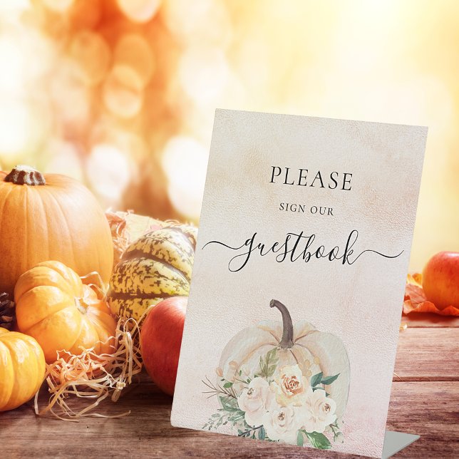 Pumpkin flowers fall wedding guest book sign (Creator Uploaded)