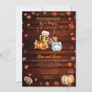 Pumpkin Football Pumpkin Beer Fall Diaper Shower Invitation