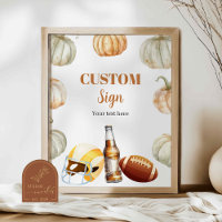 Pumpkin Footballs Couple Shower Custom Sign Poster