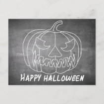 Pumpkin for Halloween 2 chalkboard look Holiday Postcard