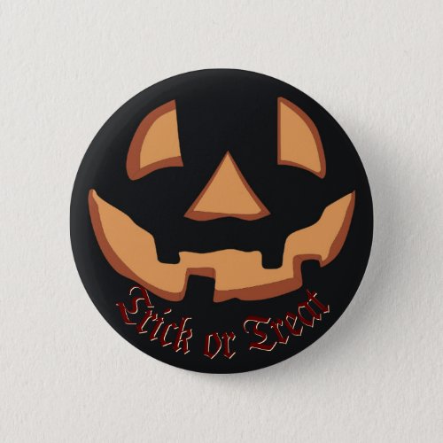 Pumpkin for Halloween in Black Button