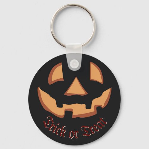 Pumpkin for Halloween in Black Keychain