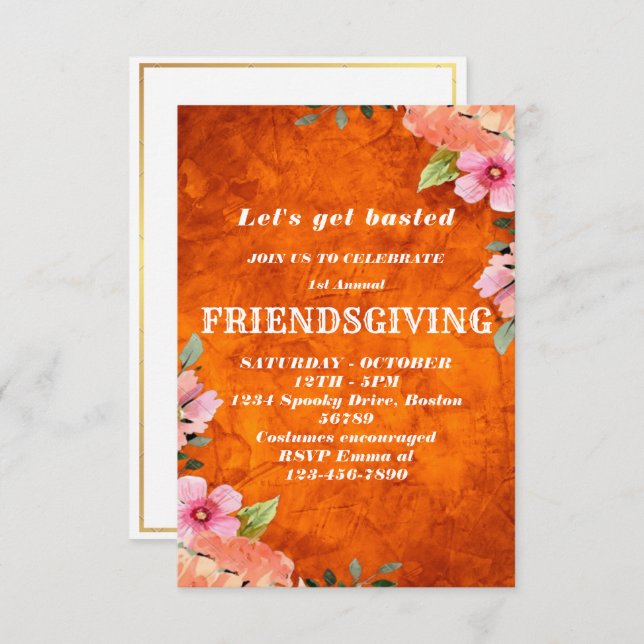 pumpkin friendsgiving dinner invitation (Front/Back)