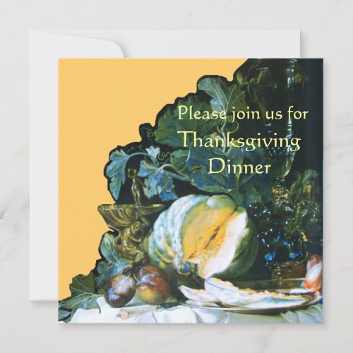 PUMPKIN FRUITS AND GLASSWARE Thanksgiving Dinner Invitation