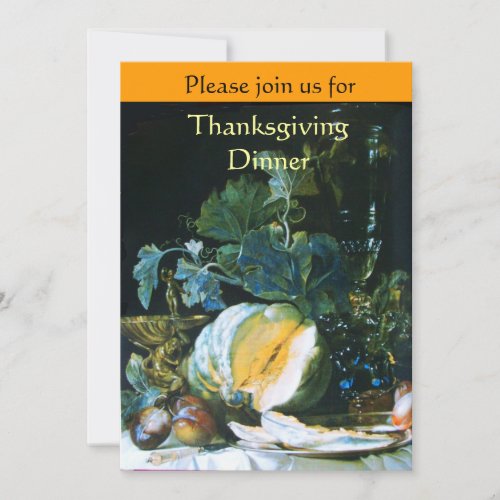 PUMPKIN  FRUITS AND GLASSWARE Thanksgiving Dinner Invitation