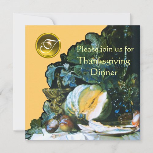 PUMPKIN FRUITS AND GLASSWARE Thanksgiving Dinner Invitation