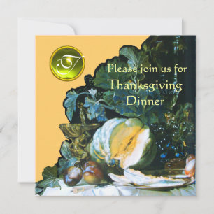 PUMPKIN ,FRUITS AND GLASSWARE Thanksgiving Dinner Invitation