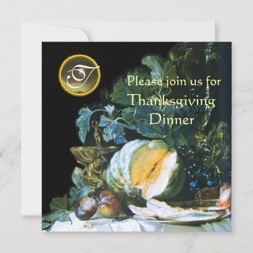 PUMPKIN FRUITS AND GLASSWARE Thanksgiving Dinner Invitation