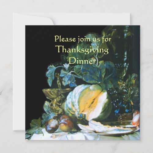 PUMPKIN  FRUITS AND GLASSWARE Thanksgiving Dinner Invitation