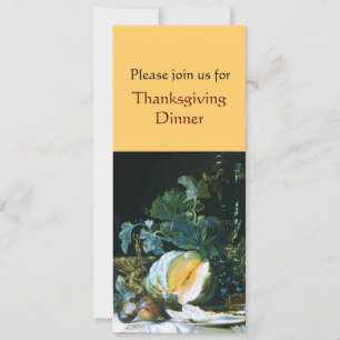 PUMPKIN , FRUITS AND GLASSWARE Thanksgiving Dinner Invitation