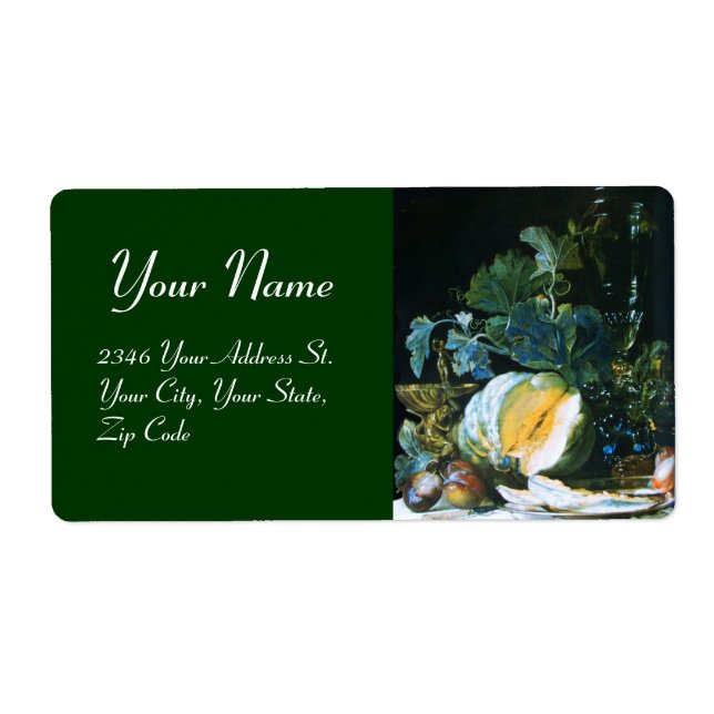 PUMPKIN ,FRUITS AND GLASSWARE Thanksgiving Label (Front)