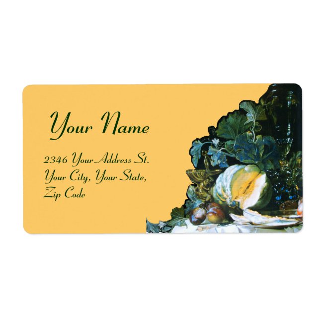 PUMPKIN ,FRUITS AND GLASSWARE Thanksgiving Label (Front)