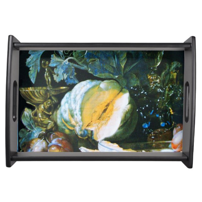 PUMPKIN ,FRUITS AND GLASSWARE Thanksgiving Serving Tray (Front)