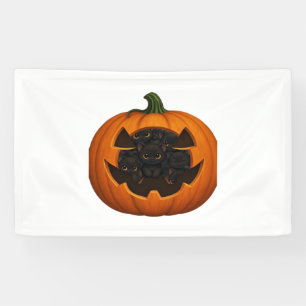 Pumpkin Full of Kittens - Cute Black Cat Halloween Banner