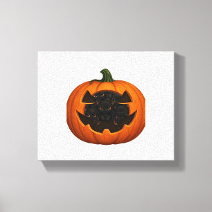 Pumpkin Full of Kittens - Cute Black Cat Halloween Canvas Print