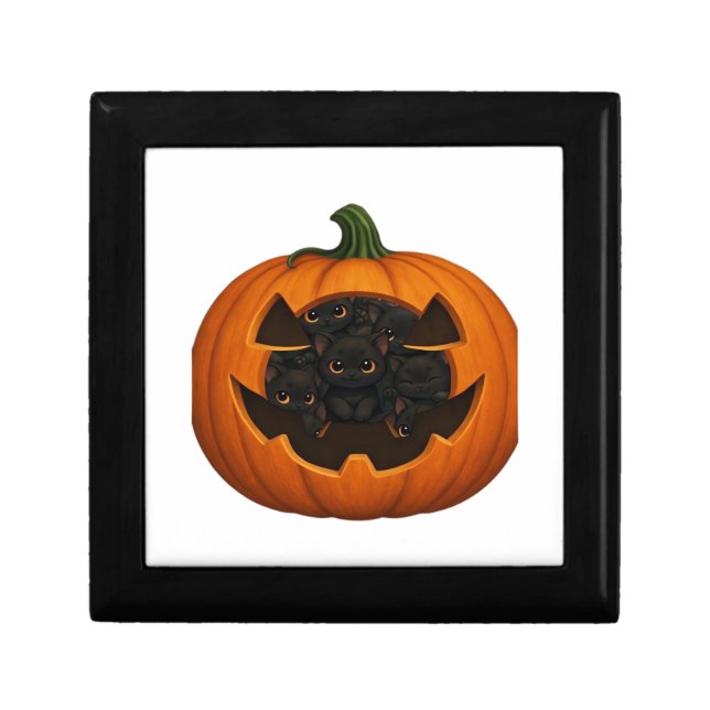 Pumpkin Full of Kittens - Cute Black Cat Halloween Gift Box (Front)