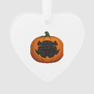 Pumpkin Full of Kittens - Cute Black Cat Halloween Ornament