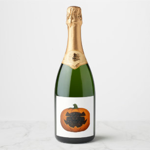 Pumpkin Full of Kittens - Cute Black Cat Halloween Sparkling Wine Label