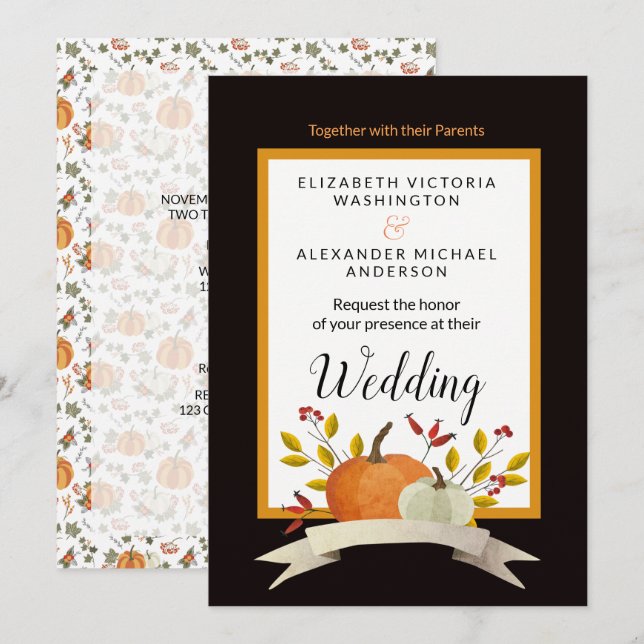 Pumpkin Fun/Thanksgiving Theme Wedding/ Invitation (Front/Back)