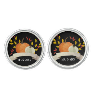 Pumpkin Fun / Thanksgiving Wedding / Black Cufflinks