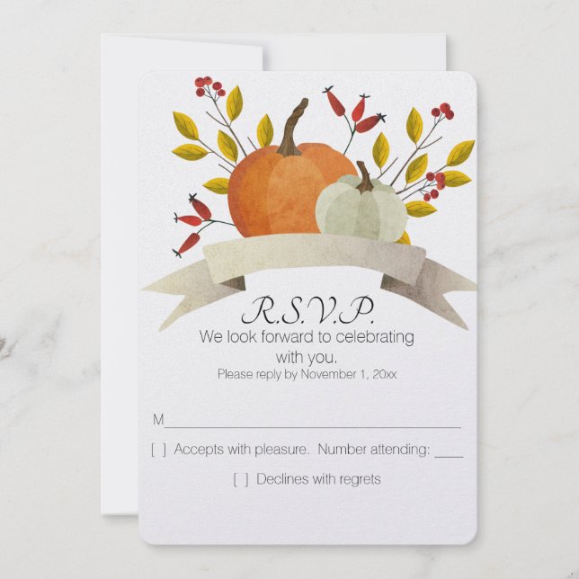 Pumpkin Fun/Thanksgiving Wedding/RSVP Invitation (Front)