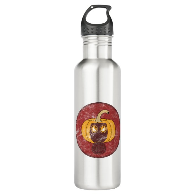 Pumpkin gas mask Halloween design Stainless Steel Water Bottle (Front)