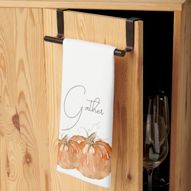 Pumpkin "Gather"  Kitchen Towel (Thirds Fold)