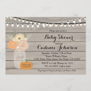Pumpkin Gender Neural Baby Shower Invitation