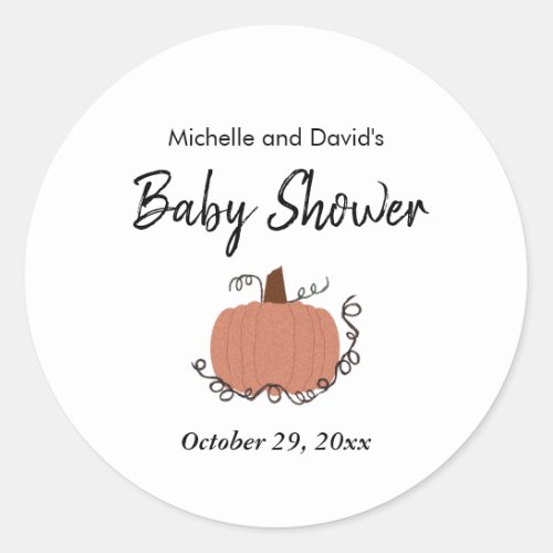 Pumpkin Gender Neutral Autumn Baby Shower Classic Round Sticker
