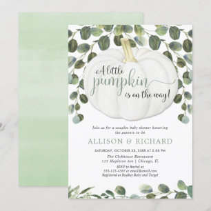 Pumpkin gender neutral co-ed couples baby shower invitation