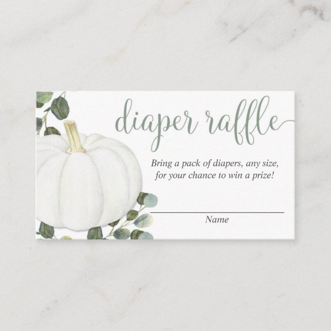 Pumpkin gender neutral fall diaper raffle cards (Front)